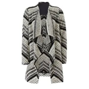 ba&sh I Care Cardigan black and white open front size 2 or med to large.